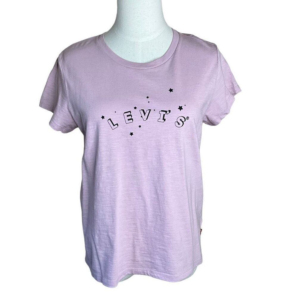 Levis Womens Size Large Graphic Tee TShirt Purple Short Sleeve Crewneck Cotton